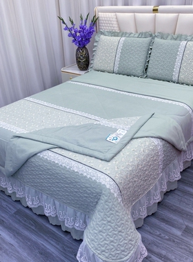 新款蕾丝花边床盖款夏被四件套夏季可机洗夏凉被空调被芯床上用品