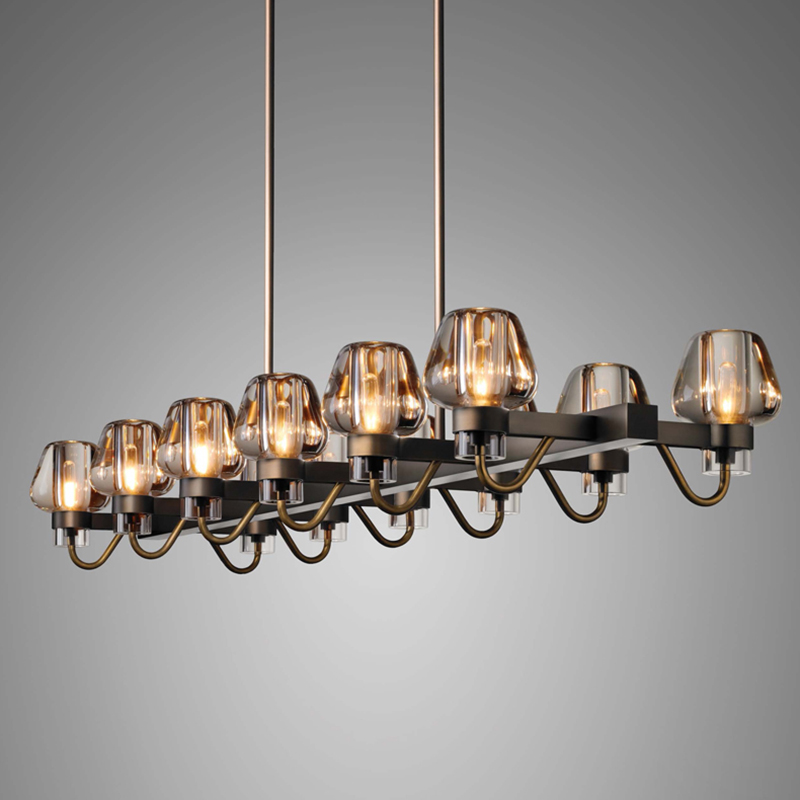 后现代高端轻奢餐厅吊灯设计师纯铜吧台餐桌别墅样版房玻璃吊灯具