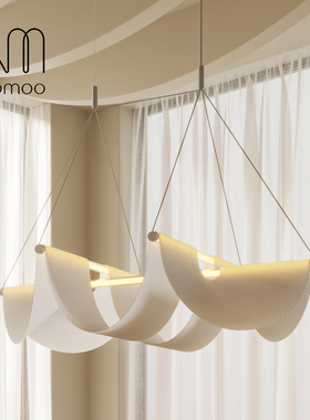 意式现代简约客厅吊灯设计师款悬浮几何布艺灯卧室餐厅创意灯具