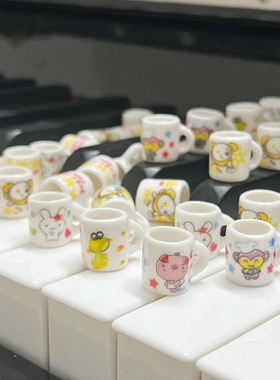 批10个装11mm超小超萌手工陶瓷小杯子微缩小摆件 DIY挂件吊饰配件