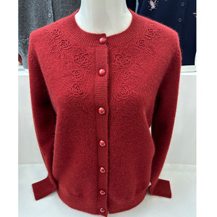 妈妈款开衫毛衣冬季加厚羊毛衫外套上衣中老年人羊绒衫女2025新款