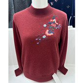 妈妈毛衣冬季 中老年人打底衫 新款 女半高领羊绒针织衫 加厚纯羊毛衫