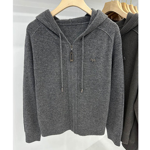 上衣羊毛衫 妈妈秋装 拉链卫衣 女毛衣外套2025新款 连帽针织外搭开衫