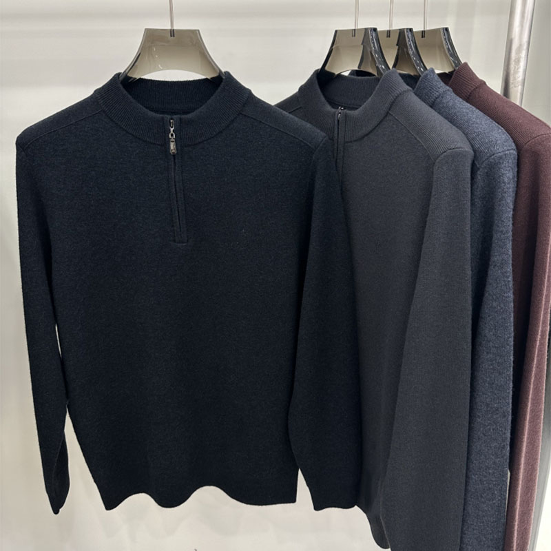 男士羊绒衫拉链羊毛衫雪马悦莱春