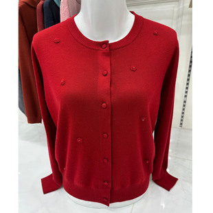 羊毛衫女100纯羊毛开衫外套女装针织衫妈妈毛衣洋气高贵外搭上衣