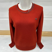 中老年妈妈上衣早秋圆领宽松毛衣打底针织衫 贵夫人品牌女装 羊毛衫