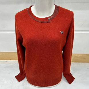 羊毛衫 中老年妈妈上衣早秋圆领宽松毛衣打底针织衫 贵夫人品牌女装