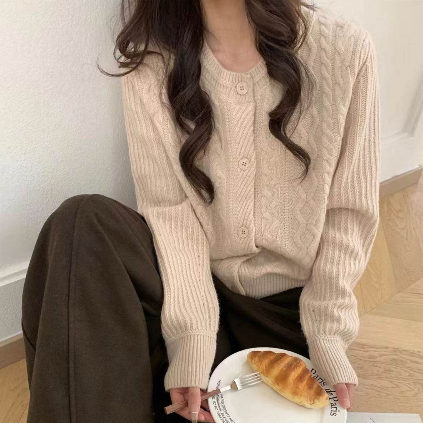 针织开衫女2025新款韩系松弛感慵懒风毛衣外套羊绒针织衫羊毛内搭,女装/女士精品,毛针织衫,淘宝优惠券,粉丝福利购,淘宝优惠卷