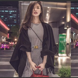 倪妮同款百搭格子连衣裙新款绝美背心中长裙女法式个性潮流打底裙