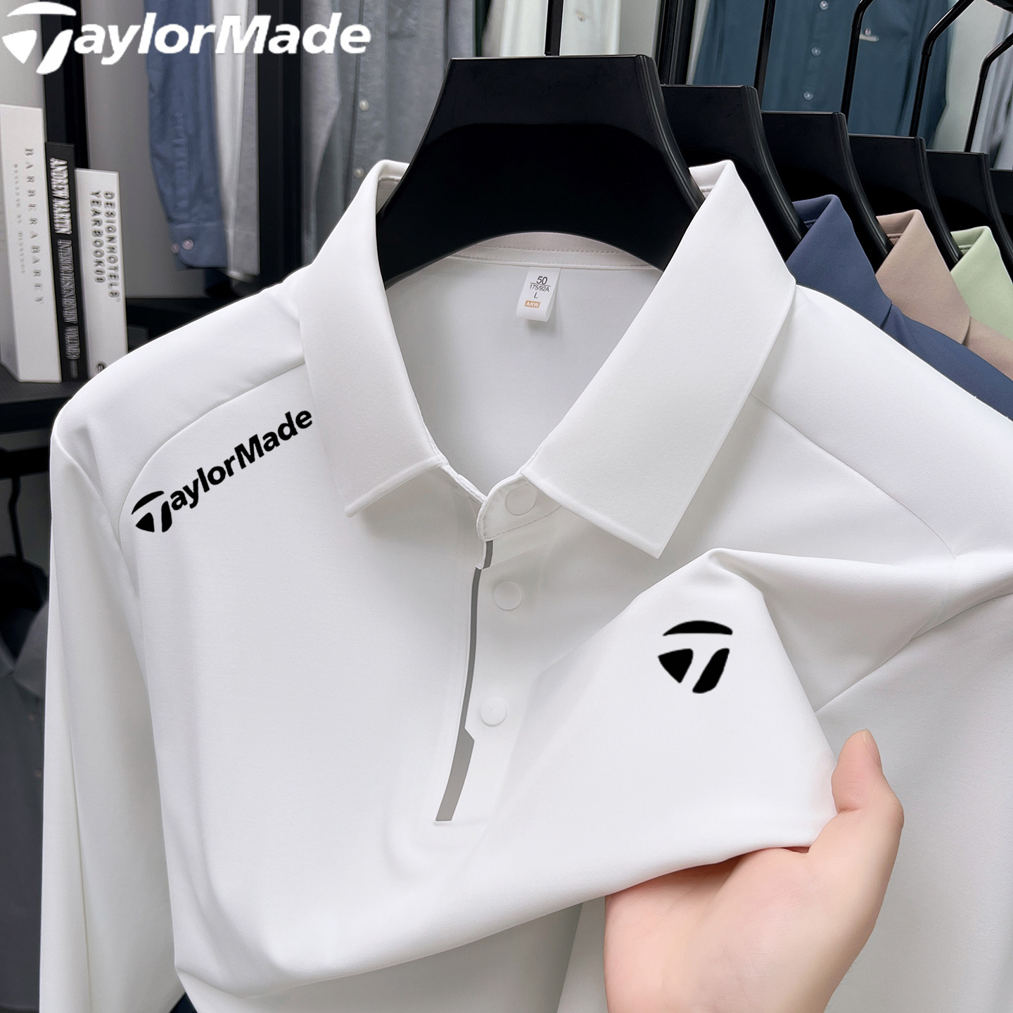 Taylormade泰勒梅高尔夫新品冰丝polo 户外运动休闲速干长袖T恤男