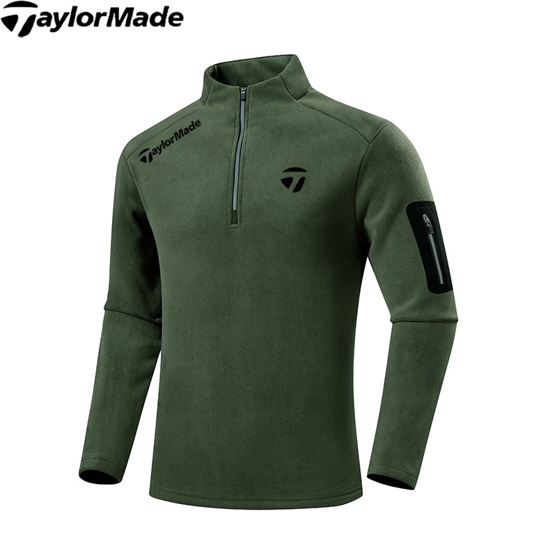 TaylorMade泰勒梅男士高尔夫秋冬加厚立领拉链长袖t恤运动上衣