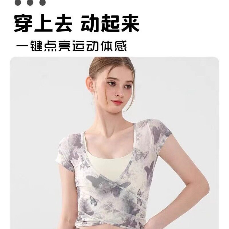 透气纯欲风短袖罩衫柔软亲肤不易起球瑜伽服露脐运动上衣吸汗