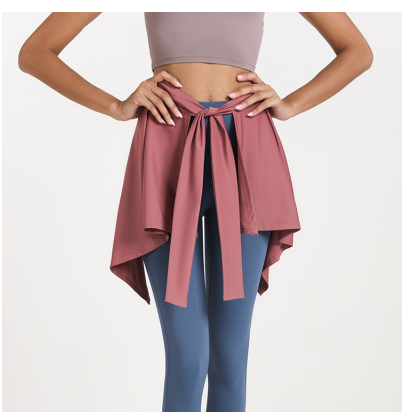 防尴尬瑜伽裙遮臀防走光一片式半身裙摆外搭绑带跳舞运动健身短裙