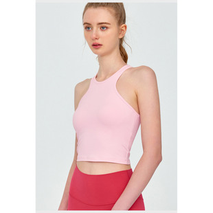 一体式 显瘦户外运动背心 瑜伽背心健身上衣女士带胸垫工字美背修身