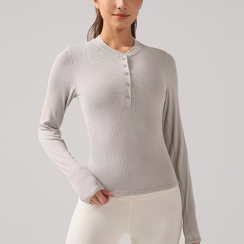 2025新款亨利衫女修身显瘦打底衫运动百搭长袖t恤瑜伽服透气速干