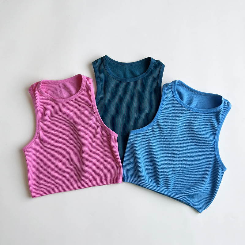 瑜伽女士卡戴珊运动背心紧身短款露脐无袖上衣休闲内搭居家健身衣