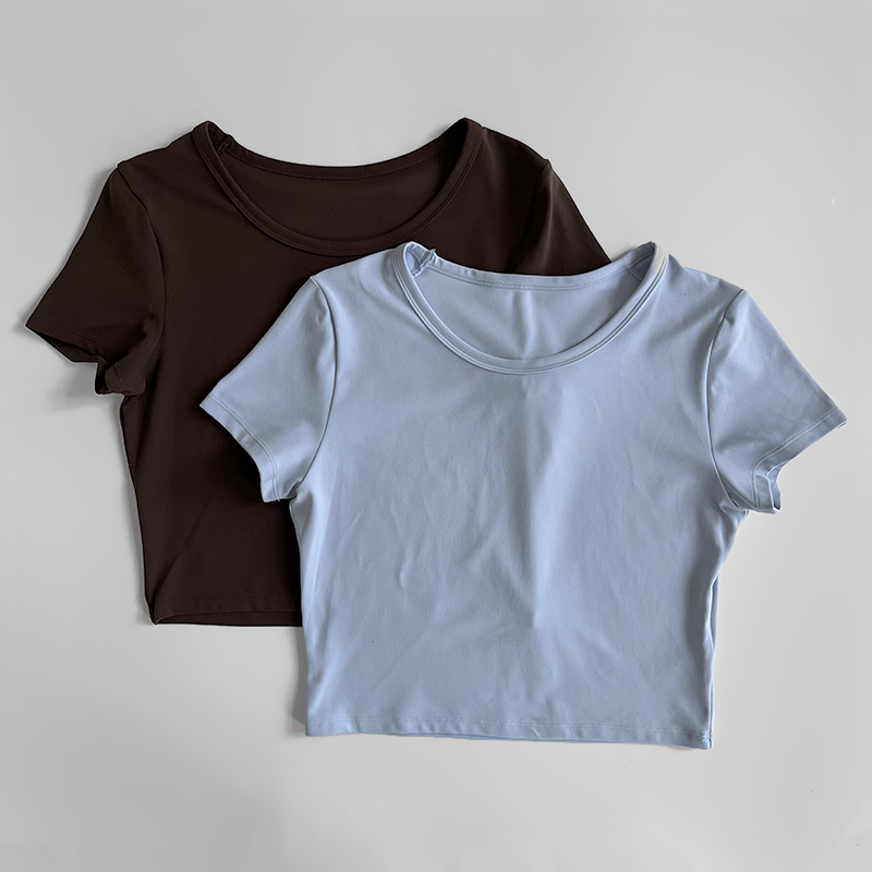 夏季简约休闲款瑜伽服女短袖T恤