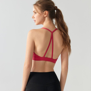 一体杯美背运动内衣女细肩带健身房运动撸铁防震瑜伽文胸吊带背心