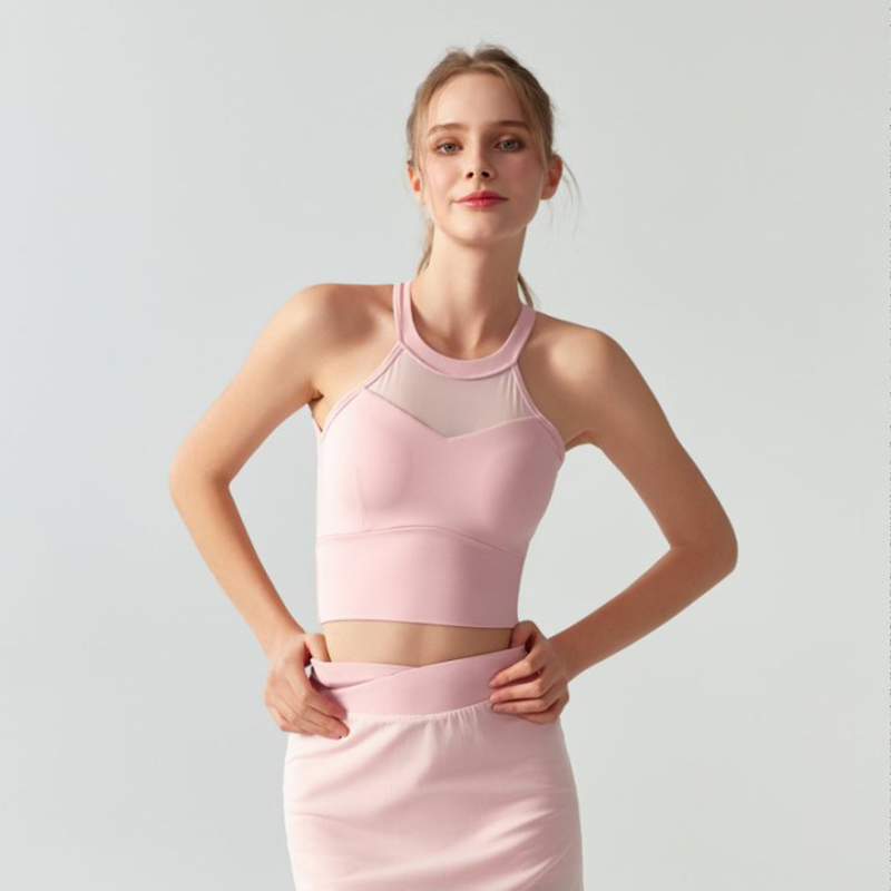 运动网纱背心女跑步健身瑜伽服女聚拢防下垂美背普拉提时尚美背