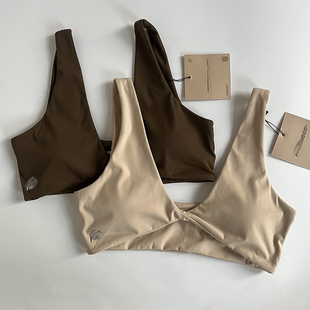 锦氨纶磨毛温泉性感比基尼纯色打结绑带泳衣欧美泳装 女沙滩Bikini