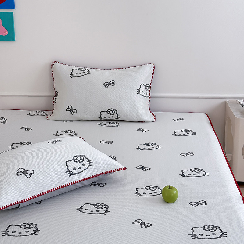 hello Kitty卡通A类猫咪冰丝凉席三件套 宿舍、小床凉席垫子0.9米