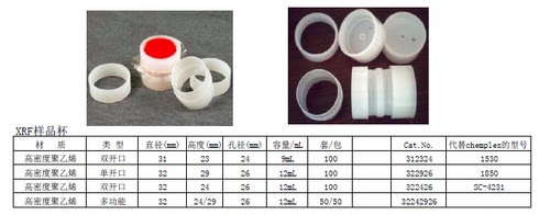 直销双开口样品杯HORS XRF EDX光谱仪样品盒 高密度聚乙烯样杯
