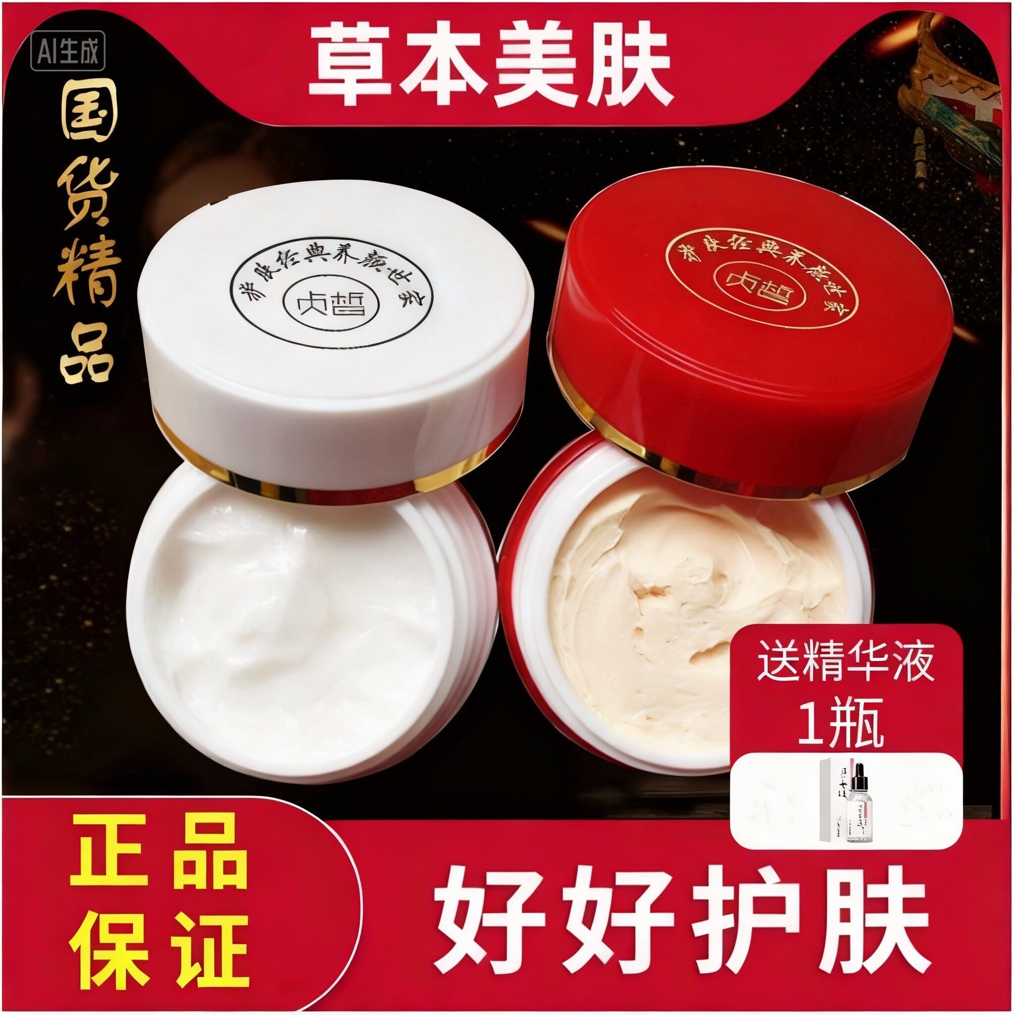 正品贞皙红白瓶日晚霜5套送1套