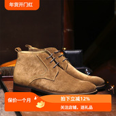 TRD男士 复古沙漠靴男简约短靴真皮户外工装 靴高帮翻毛皮男靴系带