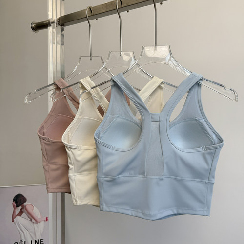 瑜伽服背心女带胸垫透气运动内衣跑步防震文胸外穿夏季健身服上衣