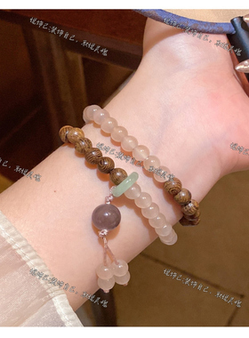 新中式木纹撞色串珠手链复古手链