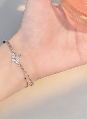 蝶舞～双层叠戴手链女 轻奢锆石蝴蝶手镯高级感ins风精致百搭手饰