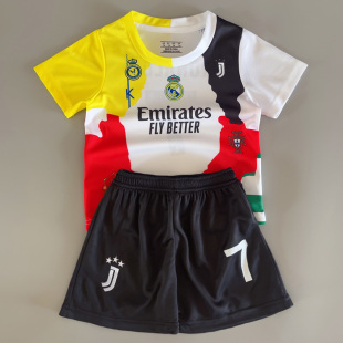 C罗联名款球衣皇马葡萄牙利雅得儿童足球服套装速干运动训练服