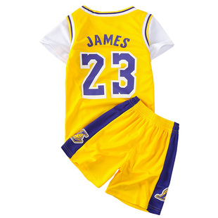 假两件篮球服科比詹姆斯23号球衣女童速干套装 儿童短袖 训练服定制