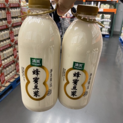 开市客代购清美醇蜂蜜豆浆1L*2瓶非转基因大豆营养早餐饮料家庭装
