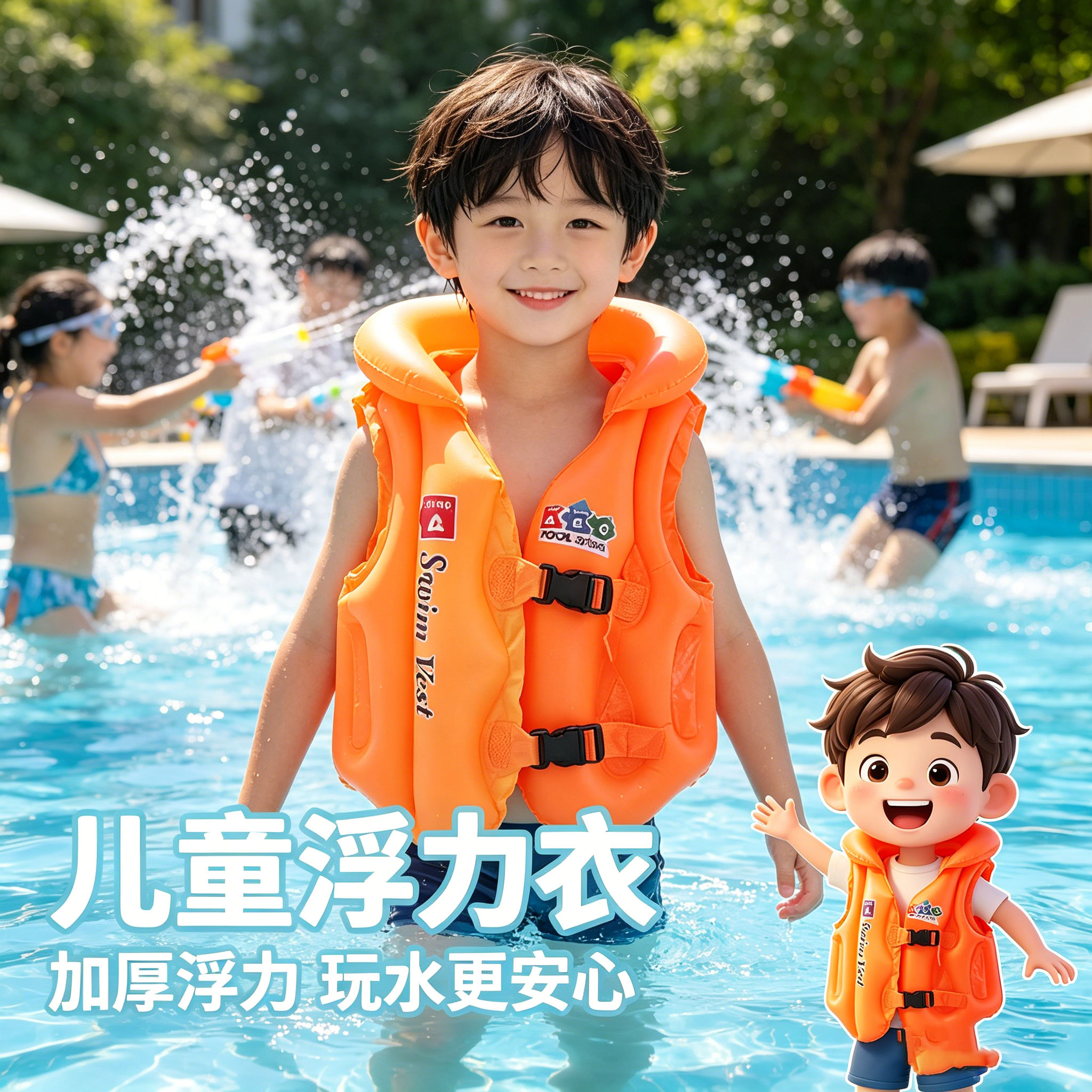 儿童玩水游泳浮力充气马甲 9.9元 - 86线报