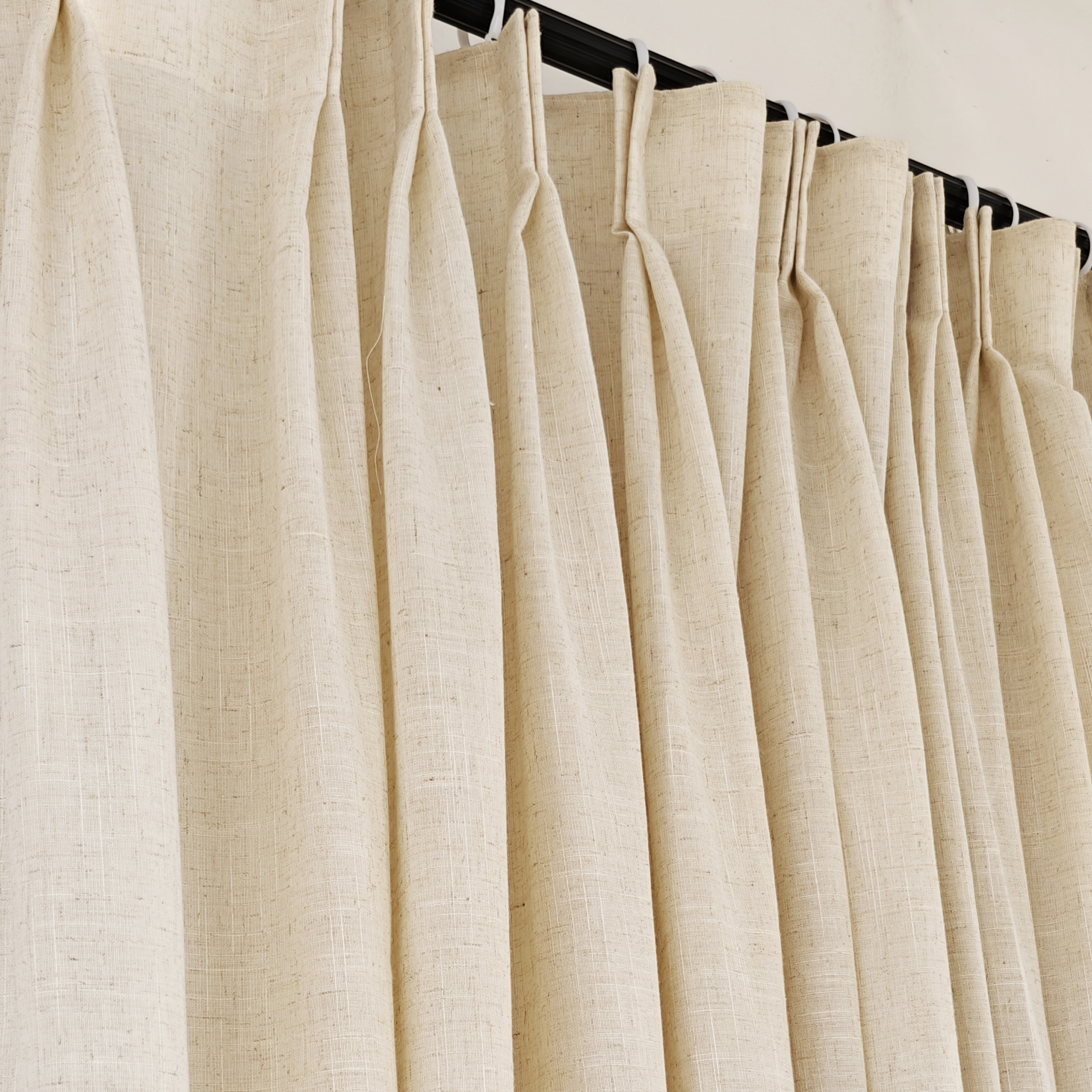 可定制韩式褶皱2倍2.5倍半遮光窗帘透光不透人遮光帘原色亚麻纱帘