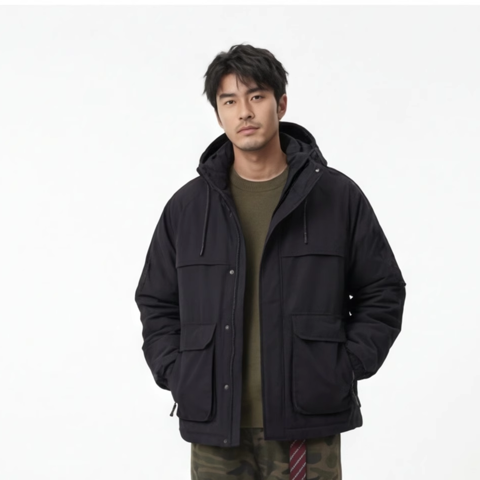 2025秋冬新款休闲连帽保暖棉服