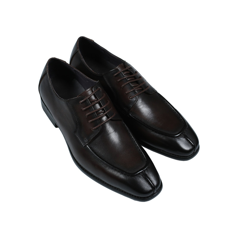 ISIRHONOUR ITALIAN-BRITISH HAND-BRUSHED LACE-UP SQUARE TOE MENS TOP LAYER COWHIDE SHOES BUSINESS FORMAL WEAR DERBY SHOES