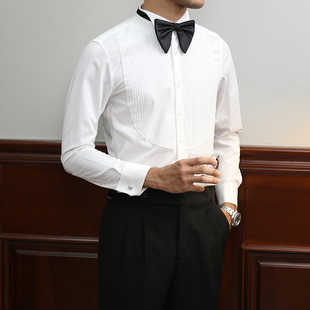 衬衫 IsirHonour商务法式 长袖 扣免烫礼服领修身 新郎翼领男白衬衣 袖
