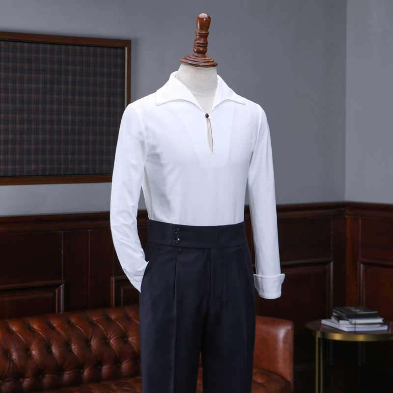 英伦韩版珠地棉长袖修身POLO衫