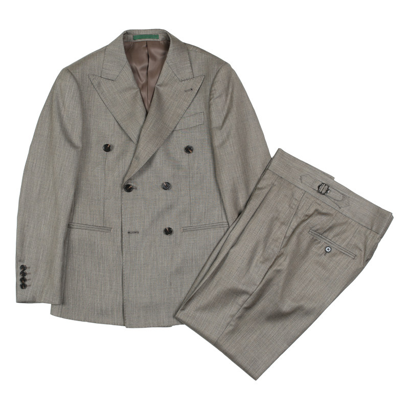 ISIRHONOUR ITALIAN LIGHT COFFEE COLOR DOUBLE-BREASTED LAPEL LAPEL SLIM-FIT SUIT SUIT BRITISH RETRO SUIT MENS FASHION