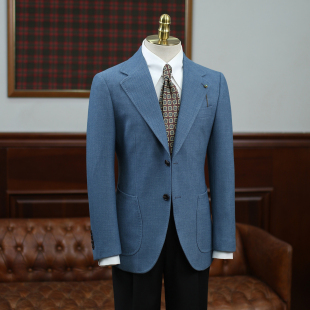 IsirHonour意式 男复古绅士西服外套 高端英伦休闲雾霾蓝灰绿色西装