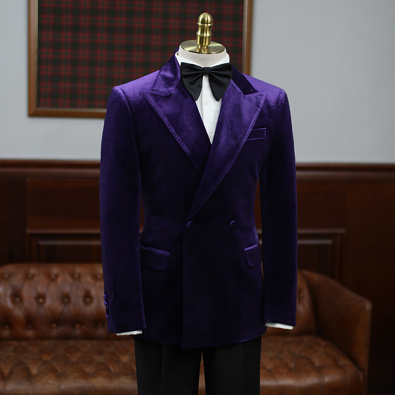 IsirHonour意式宴会商务戗驳领紫色黑色丝绒双排扣西装男轻奢西服,男装,西服,淘宝优惠券,粉丝福利购,淘宝优惠卷