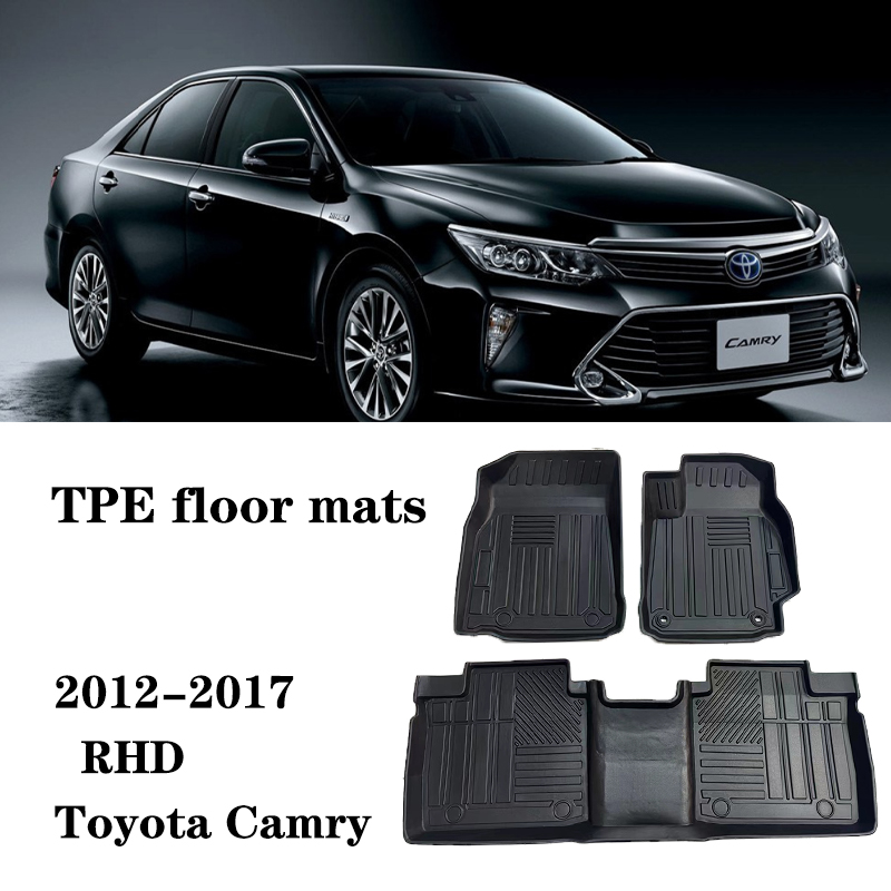12-17适用港版凯美瑞camry右肽驾RHD脚垫TPE防水环保橡胶车地垫毯