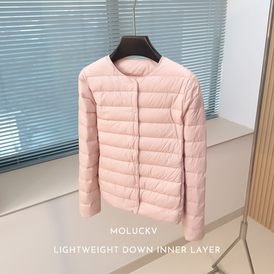 轻薄羽绒内胆羽绒服女士秋冬时尚薄款贴身内搭短款白鸭绒外套女