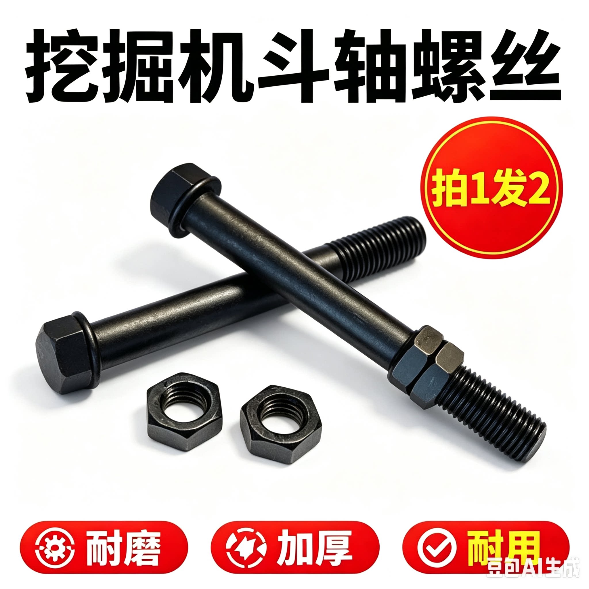 斗轴螺丝挖掘机专用12.9级高强度耐磨挖斗销子螺栓三一60徐工挖机