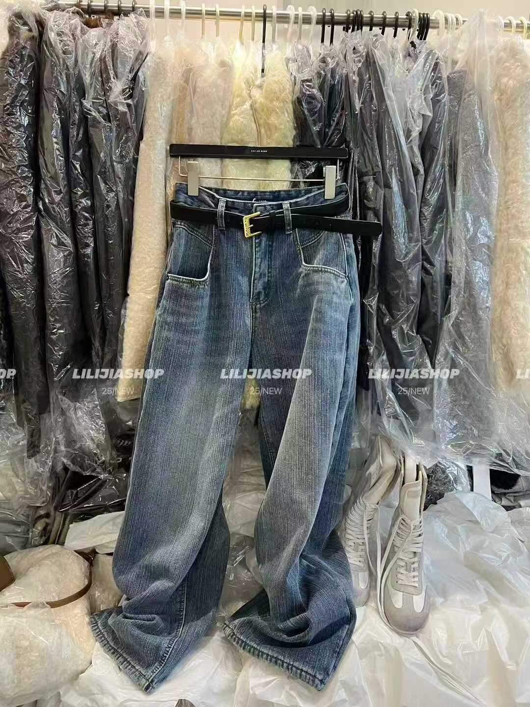 MIDO家 2025秋冬韩版时尚百搭宽松显瘦高腰加绒直筒阔腿牛仔裤女,女装/女士精品,牛仔裤,淘宝优惠券,粉丝福利购,淘宝优惠卷