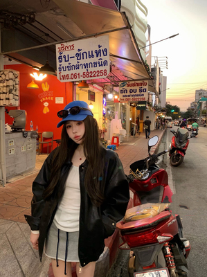 MIDO家 2026新款韩版时尚百搭显瘦翻领机车夹克皮衣女宽松外套