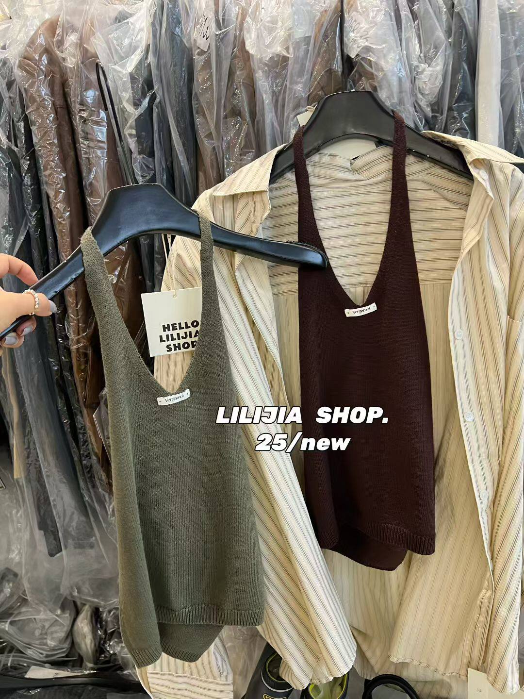 MIDO家 挂脖背心女韩版时尚百搭显瘦宽松露背贴标针织吊带背心女