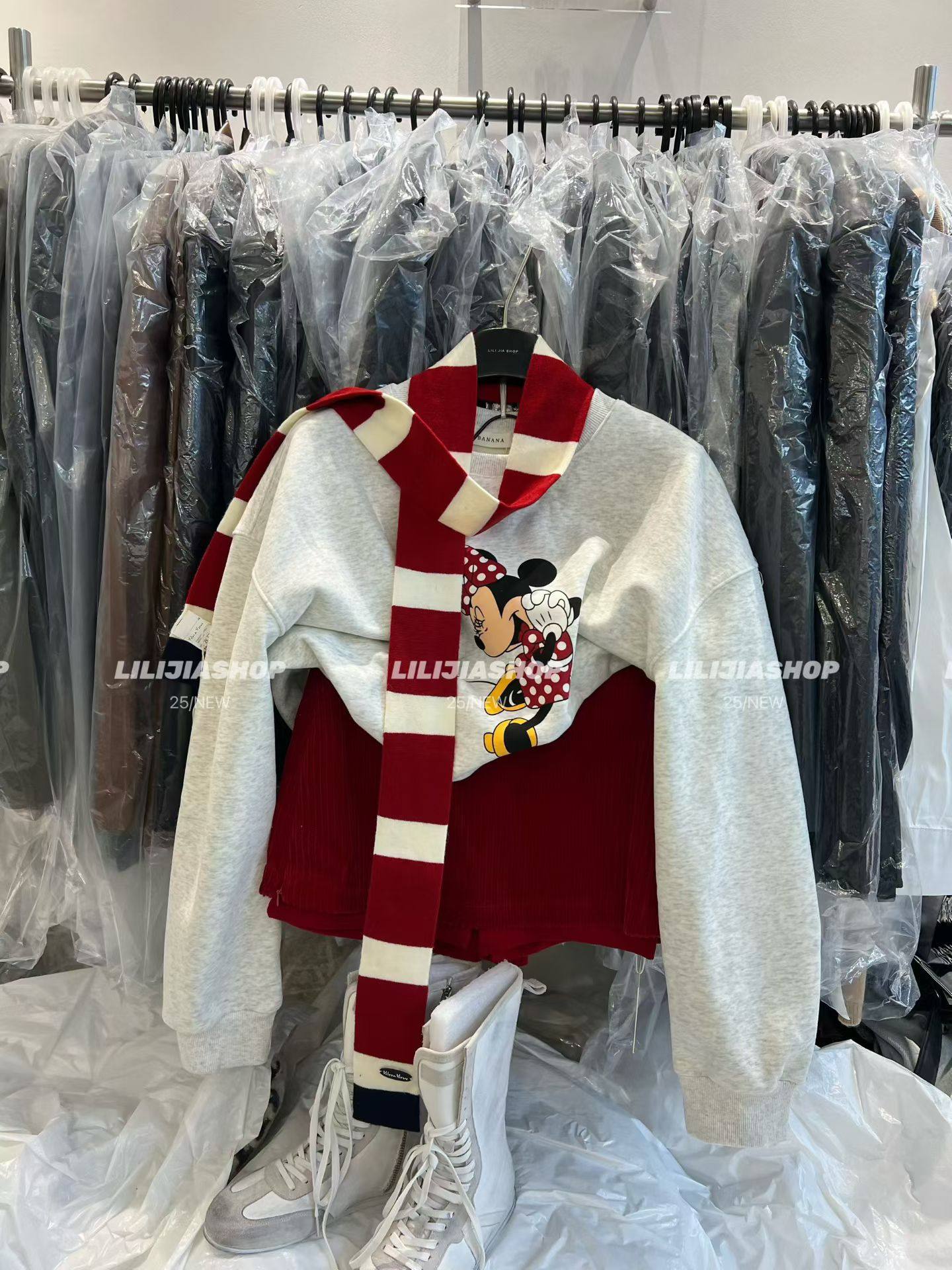 MIDO家 韩国东大门秋冬韩版宽松百搭可爱米奇印花圆领加绒卫衣女